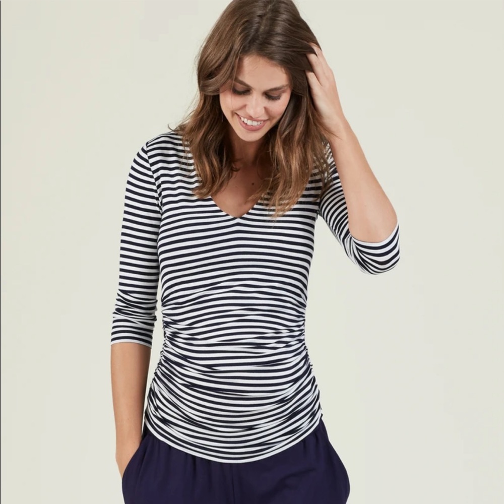 Maternity- Isabella Oliver striped V neck - medium